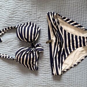 Navy and White Striped Bikini Set